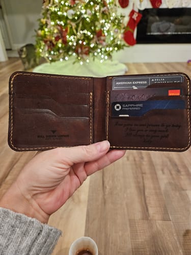Customer photo review of Big Bend Bifold Wallet - Walnut Brown