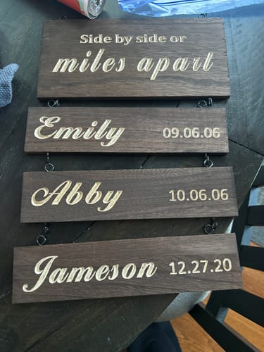 Customer photo review of Personalized Grandkids Hanging Sign (Engraved) Family Keepsake
