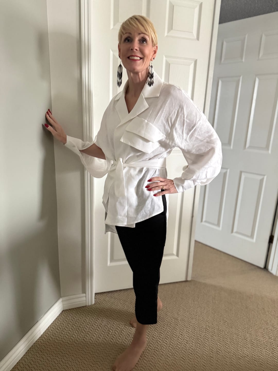 Customer photo review of White Asymmetric Extravagant Shirt