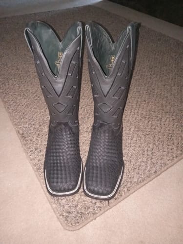Customer photo review of Black Basketweave Boots With Black Shaft - Square Toe