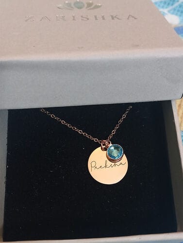 Customer photo review of Personalised Birthstone Necklace