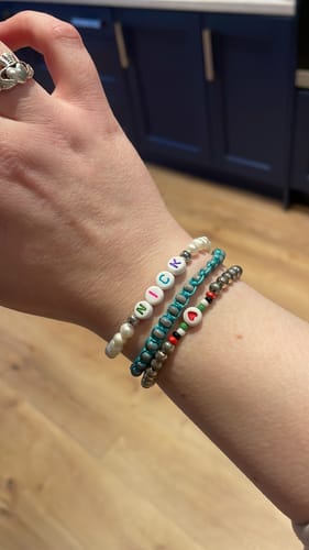 Customer photo review of Custom Pearl Friendship Bracelet- Multicoloured
