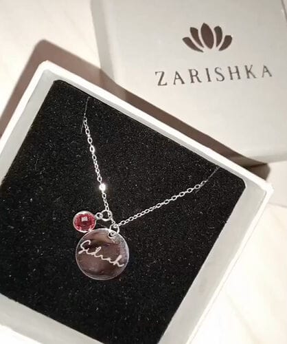 Customer photo review of Personalised Birthstone Necklace