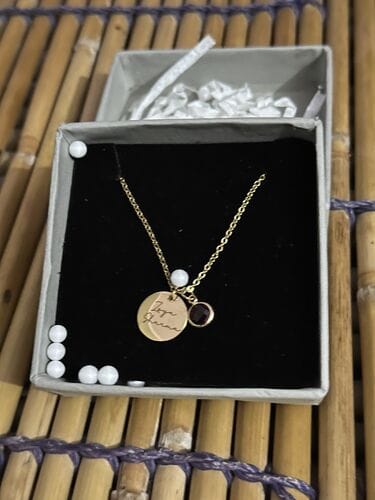 Customer photo review of Personalised Birthstone Necklace