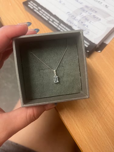 Customer photo review of Emerald Cut Aquamarine Pendant in 9ct White Gold