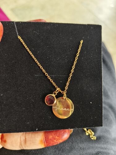 Customer photo review of Personalised Birthstone Necklace