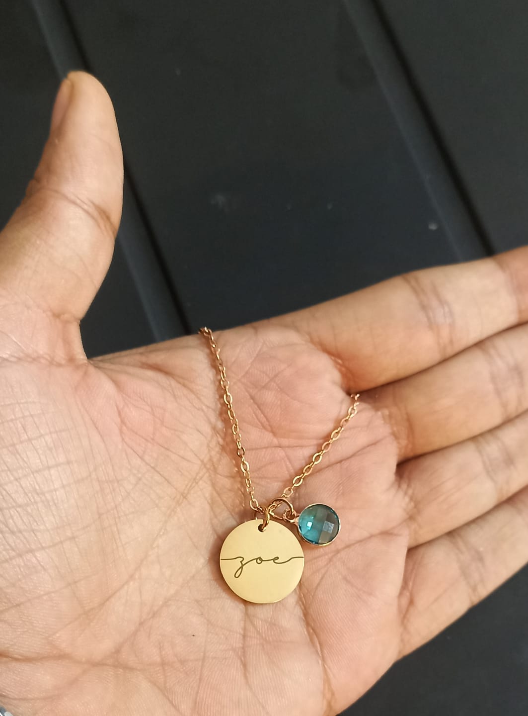 Customer photo review of Personalised Birthstone Necklace