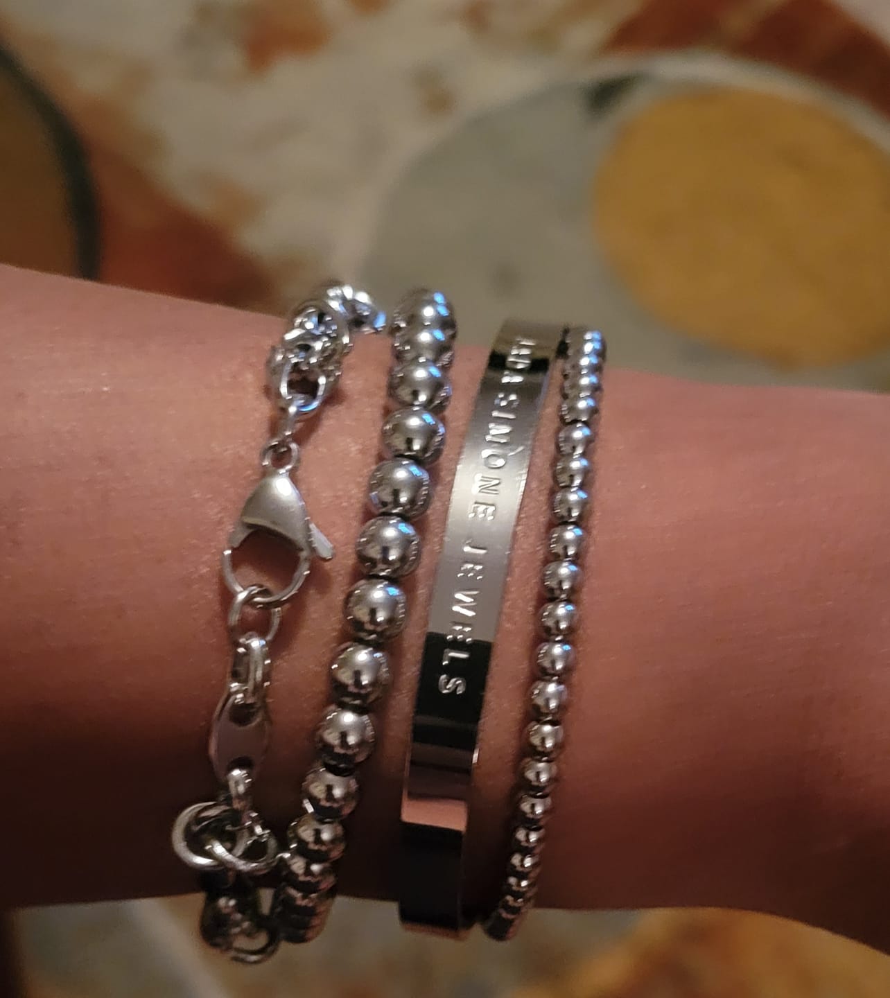 Customer photo review of Chrisette Stainless Steel Bracelet Stack