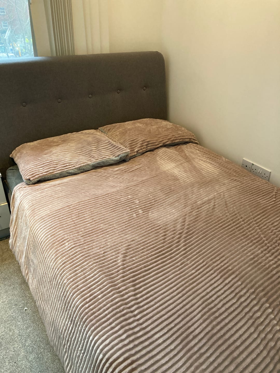 Customer photo review of Pink/ Grey Corduroy Ribbed Teddy Duvet Cover Set