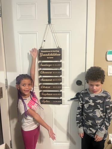 Customer photo review of Personalized Grandkids Hanging Sign (Engraved) Family Keepsake