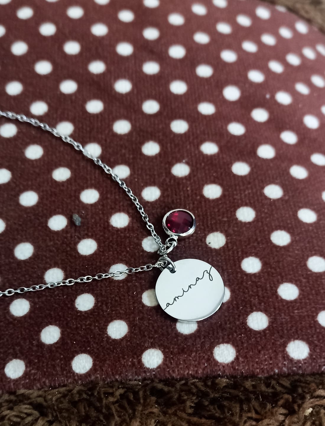 Customer photo review of Personalised Birthstone Necklace