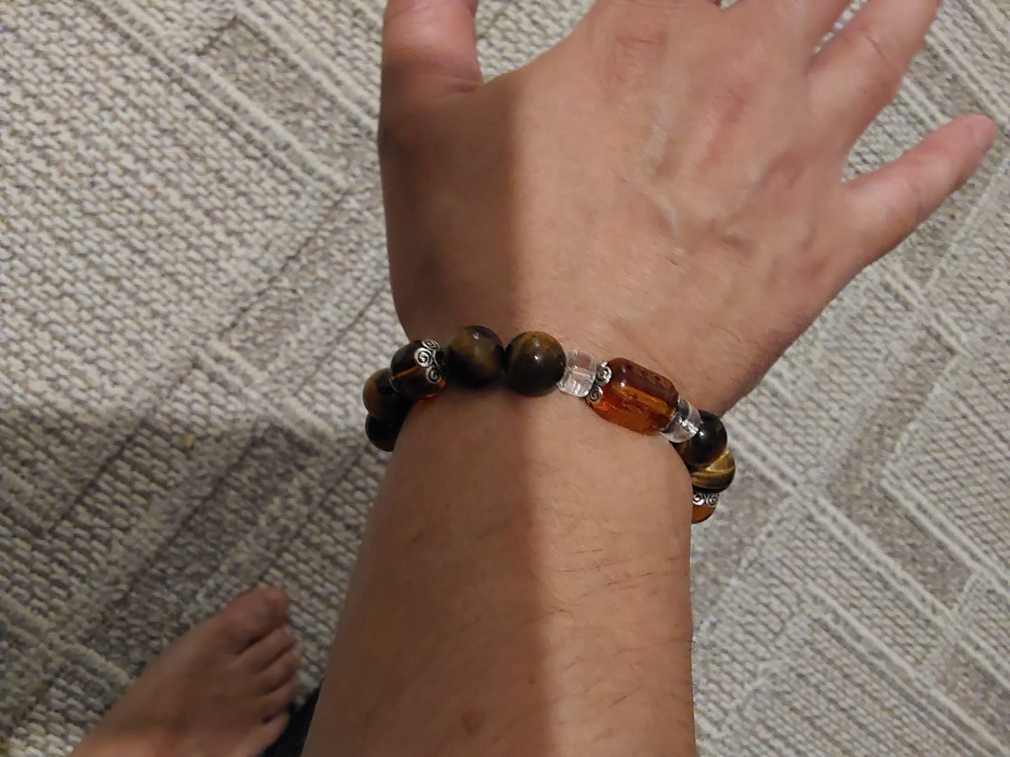 Customer photo review of Buddha Stones Tiger Eye Bead Fortune Prosperity Bracelet