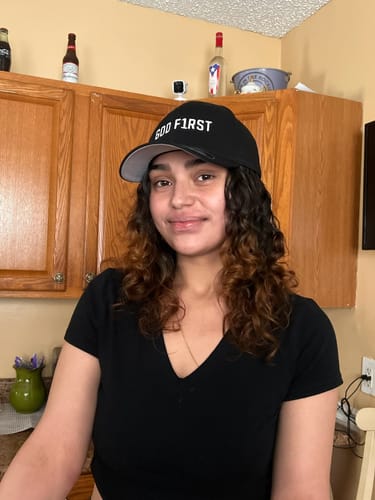 Customer photo review of God F1rst (God First) White Thread Embroidered Flex Fitted Cap - Christian Hat