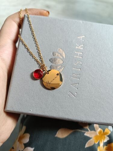 Customer photo review of Personalised Birthstone Necklace