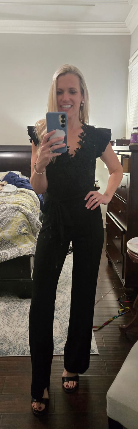 Customer photo review of Giulia Black Lace Crochet Jumpsuit