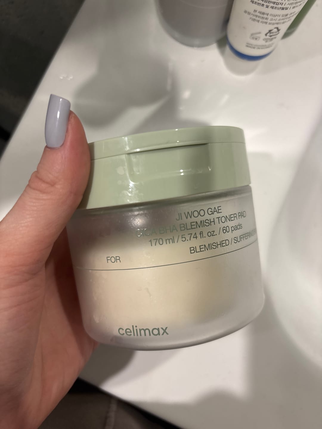 Customer photo review of Pīlinga spilventiņi iekaisumu novēršanai problemātiskai ādai Celimax Ji Woo Gae Cica BHA Blemish Toner Pad