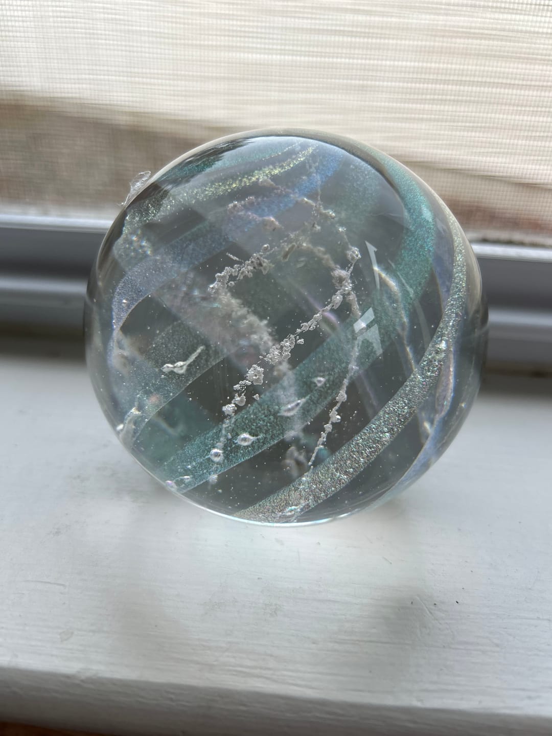 Customer photo review of Dichroic Rainbow Orb with Cremains