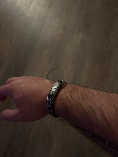 Customer photo review of No Quarter – None Given, None Taken Bracelet – Helps Pair Veterans With A Service Dog Or Shelter Dog