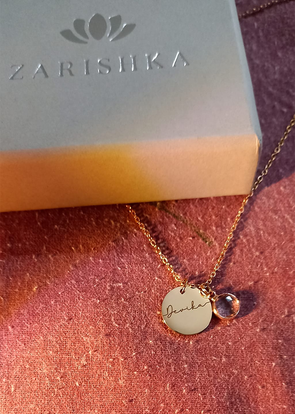 Customer photo review of Personalised Birthstone Necklace
