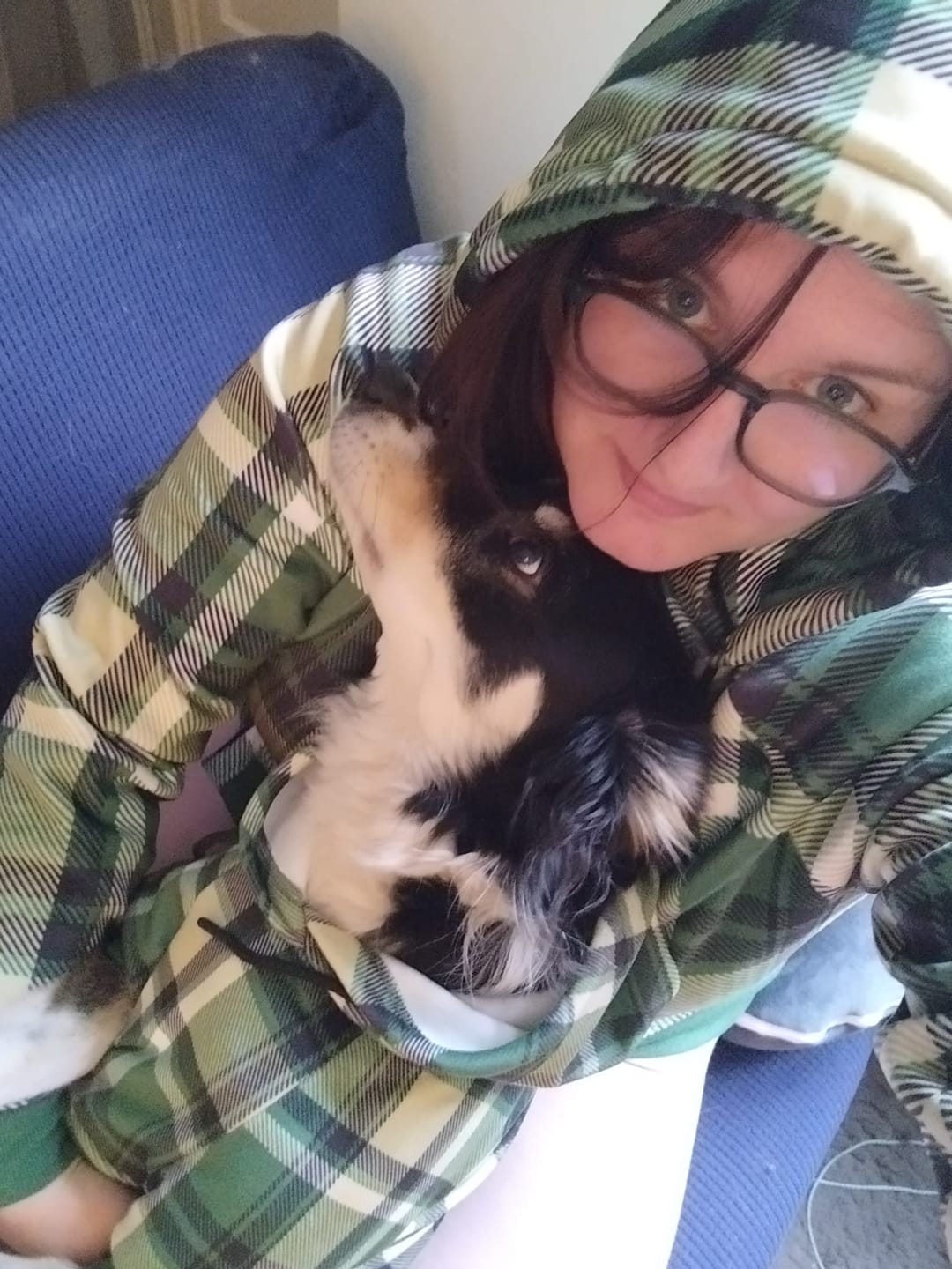 Customer photo review of Green Plaid Human Hoodie