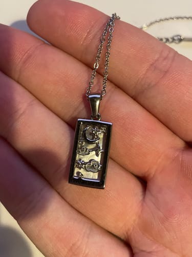 Customer photo review of The Moon - Silver Tarot card Dainty Necklace