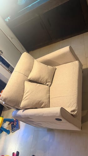 Customer photo review of Homrest Upholstered Oversize Rocking Chair with Side Pocket USB Port, Beige