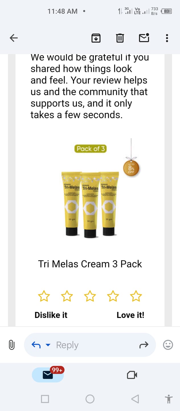 Customer photo review of Tri Melas Cream 3 Pack