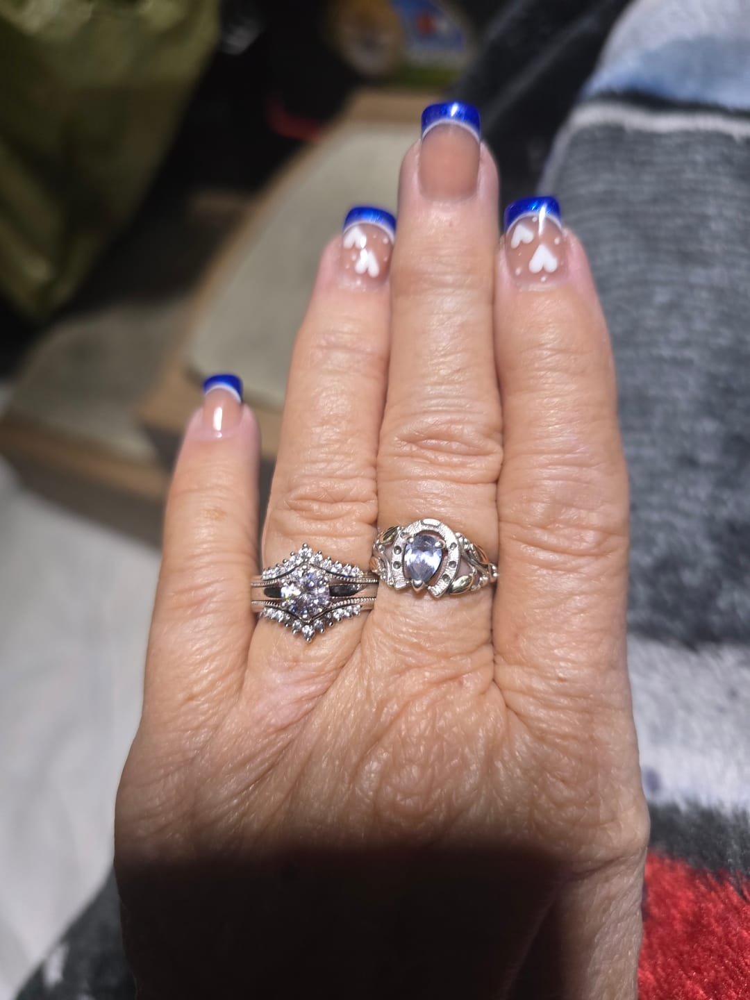 Customer photo review of Solitaire Moissanite With Enhancer Shank Bridal Engagement Ring Set
