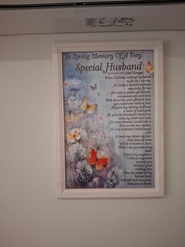 Customer photo review of Sympathy Canvas Gift Special Husband Butterfly Wall Art Decor