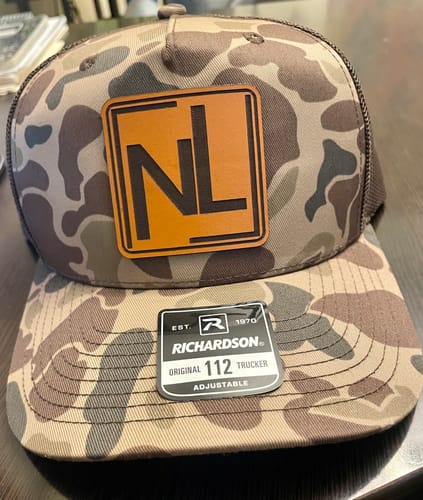 Customer photo review of Custom Leather Patch Hats Richardson CAMO Laser Engraved