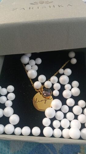 Customer photo review of Personalised Birthstone Necklace