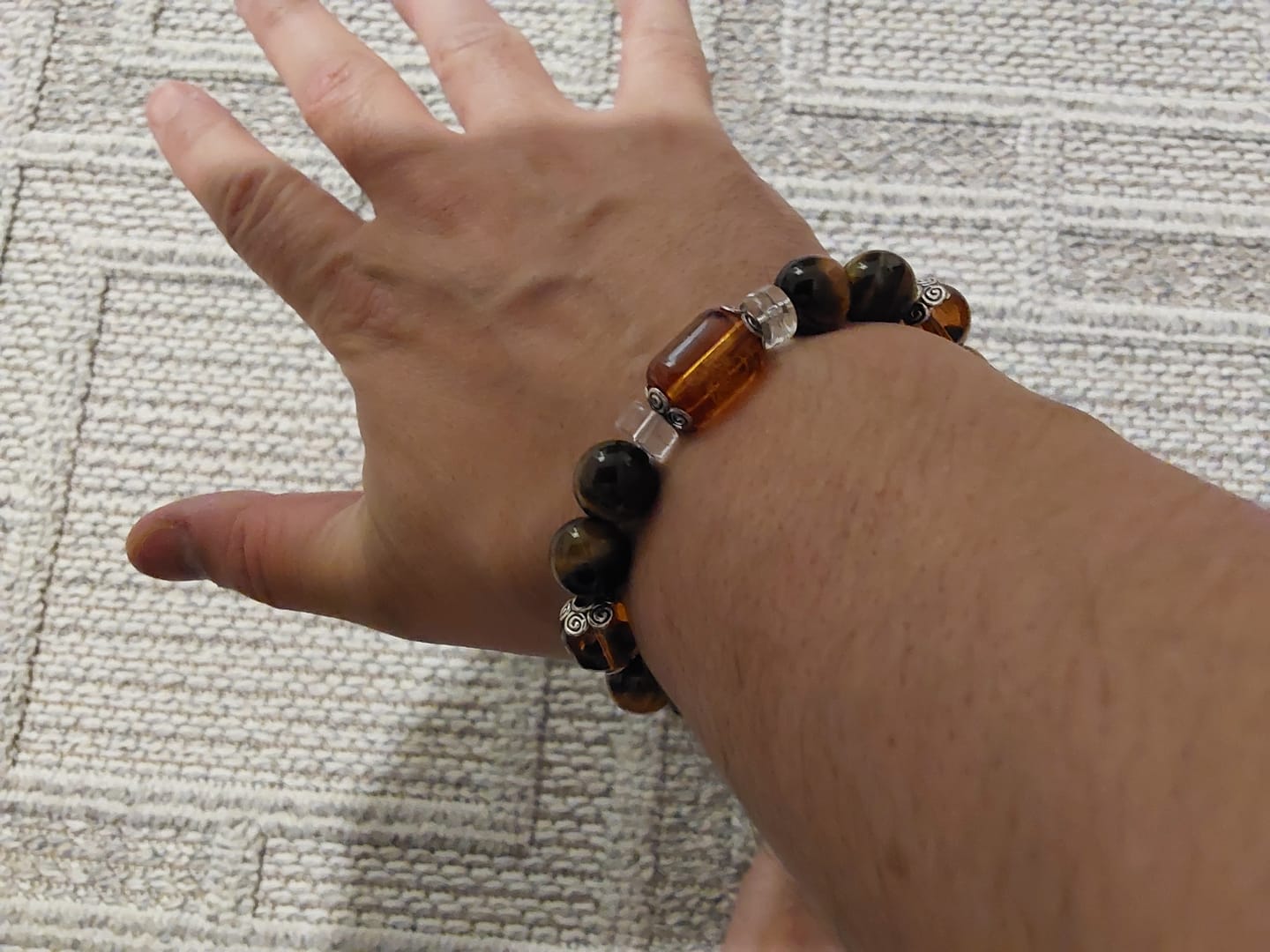 Customer photo review of Buddha Stones Tiger Eye Bead Fortune Prosperity Bracelet
