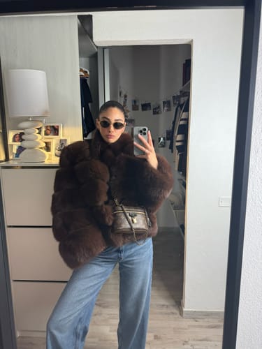 Customer photo review of Giacca Enry Marrone in Pelliccia di Volpe