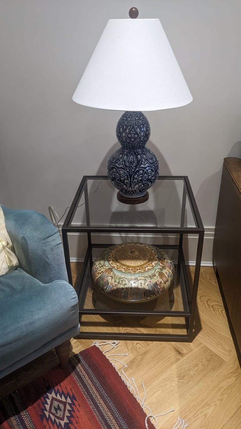 Customer photo review of Aria Glass Metal Side Table - Dark Bronze