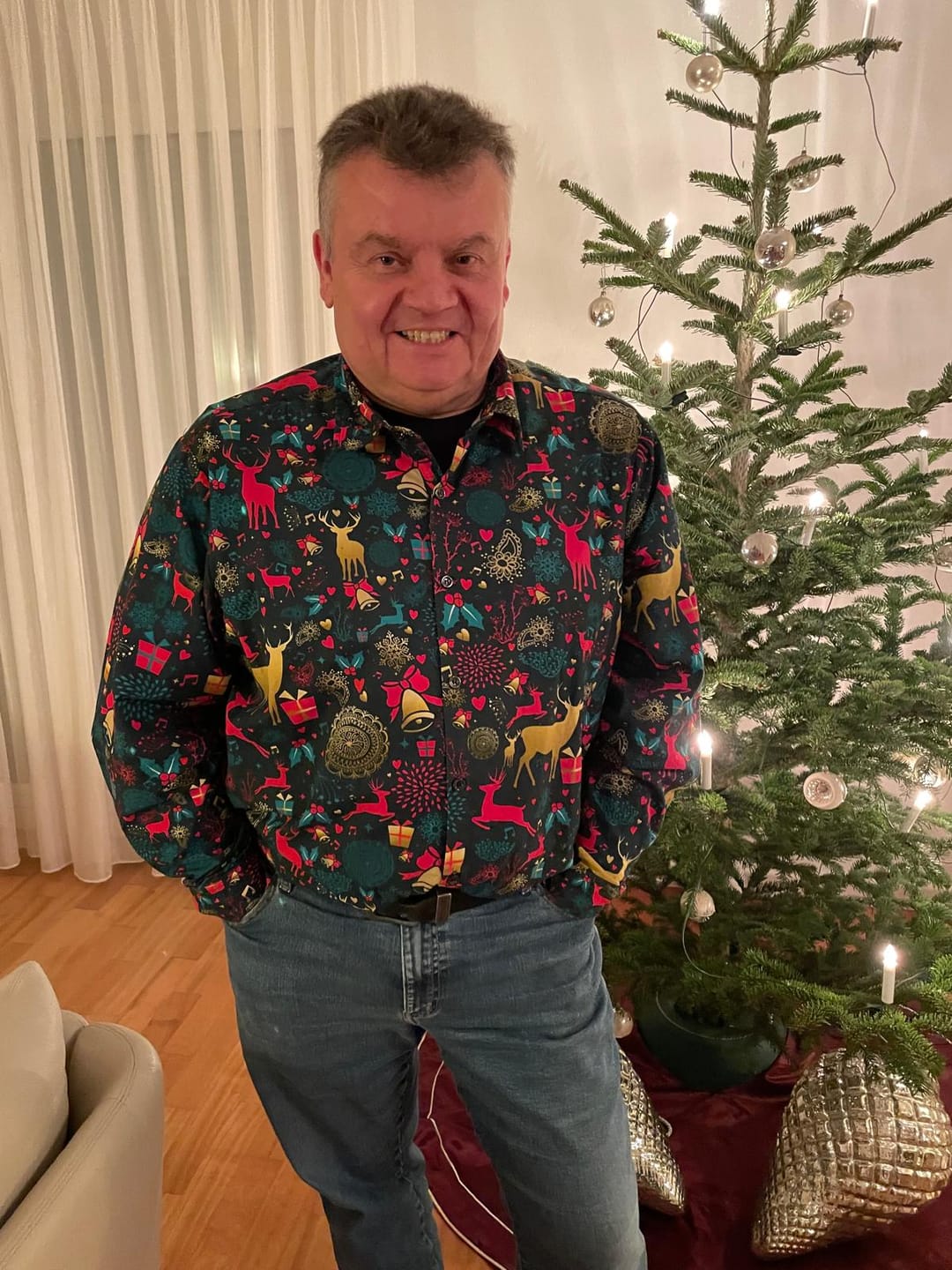 Customer photo review of Herren Weihnachts Langarmhemd aus Baumwolle