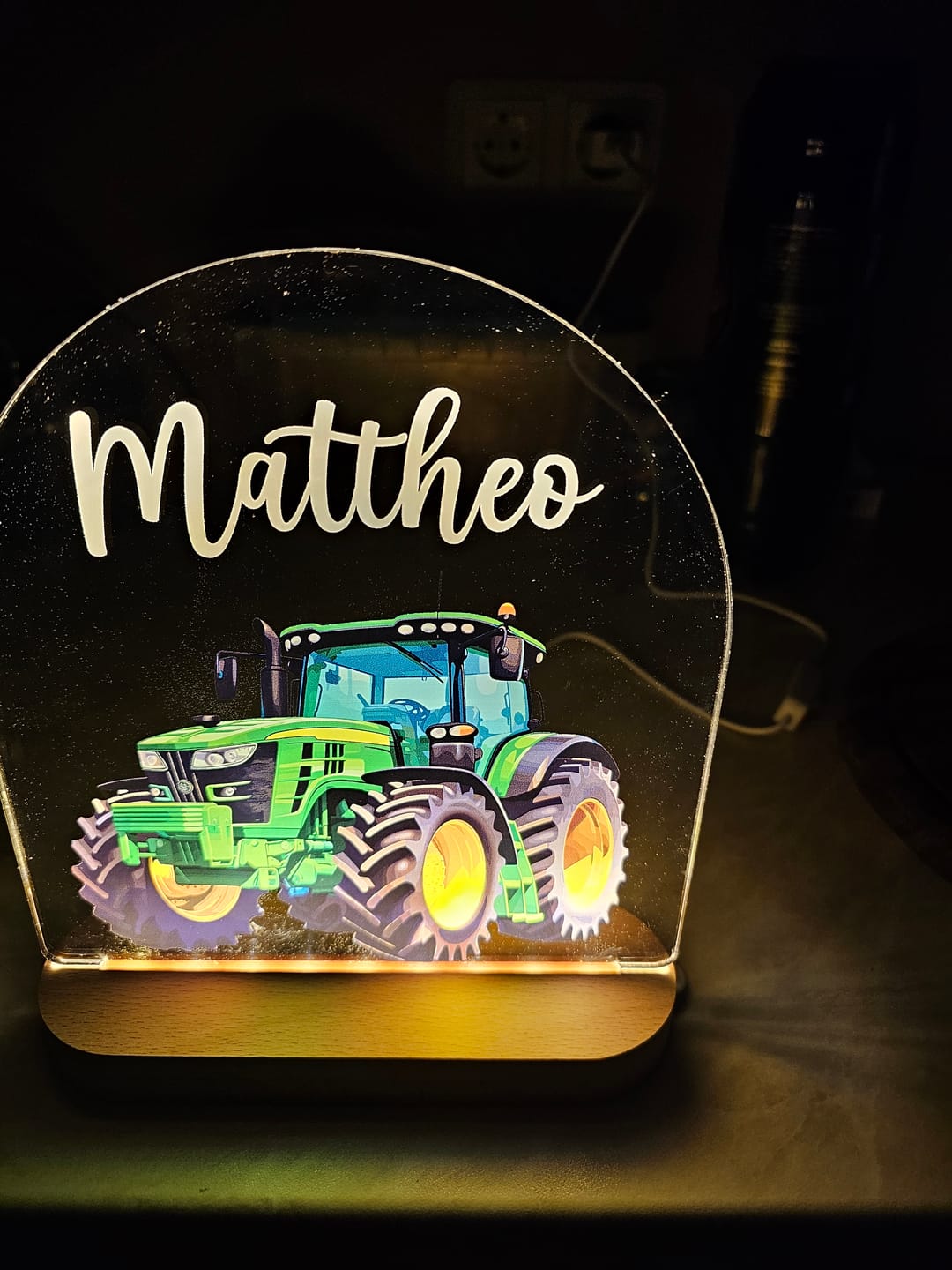 Customer photo review of Traktor Nachtlicht mit eigenem Namen
