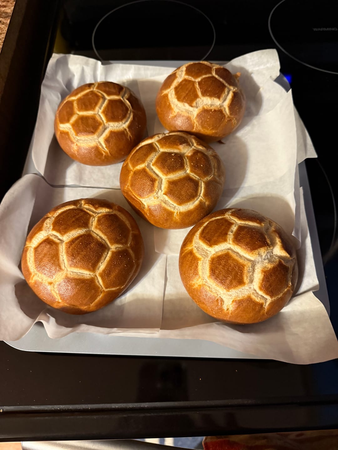Customer photo review of Pretzel Sandwich Rolls (5 pack)