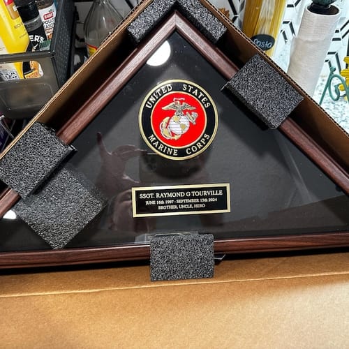 Photo published with Ceara A.'s review of Personalized Flag Display Case