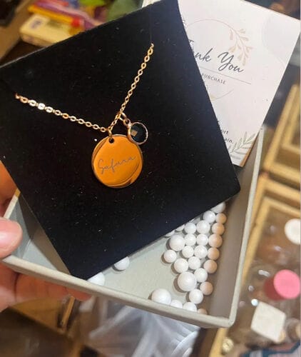 Customer photo review of Personalised Birthstone Necklace