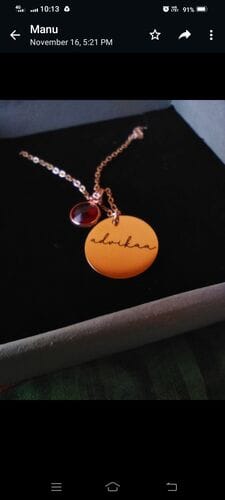 Customer photo review of Personalised Birthstone Necklace