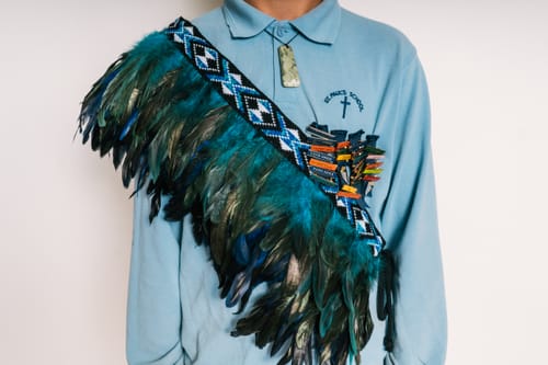 Customer photo review of Paua Blue Ceremonial Short Korowai