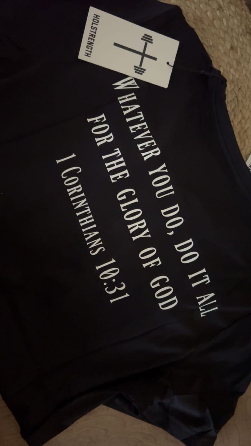 Customer photo review of Women's 1 Corinthians 10:31 Performance Tee