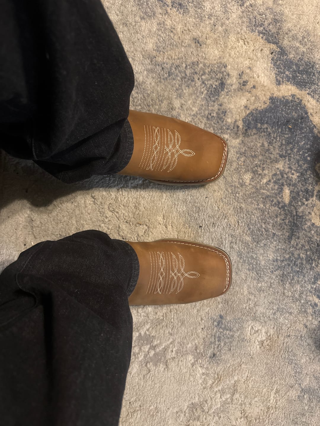 Customer photo review of Tan Leather Botin With Lightweight Soles - Square Toe