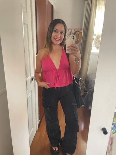 Customer photo review of Pants Cargo Bolsillos Negro