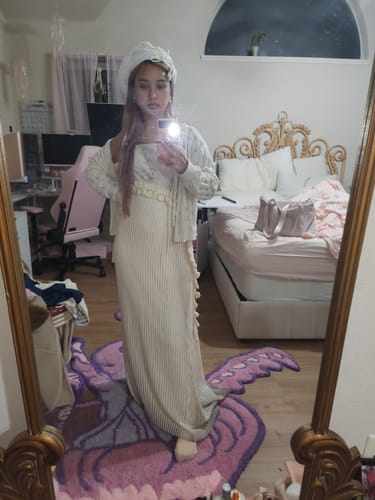 Customer photo review of Jian Xue 见雪 Seeing First Snow New Chinese Style Cotton Empire Dress & Knit Bolero Set