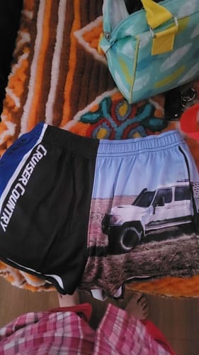 Customer photo review of Footy Shorts - BLUE CRUISER COUNTRY