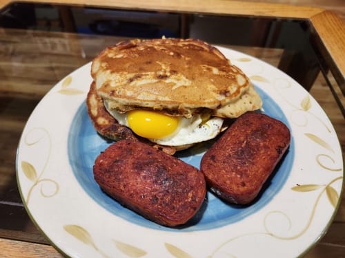 Customer photo review of Cousin T's Banana Caramel Gourmet Pancake Mix (2 Pack)