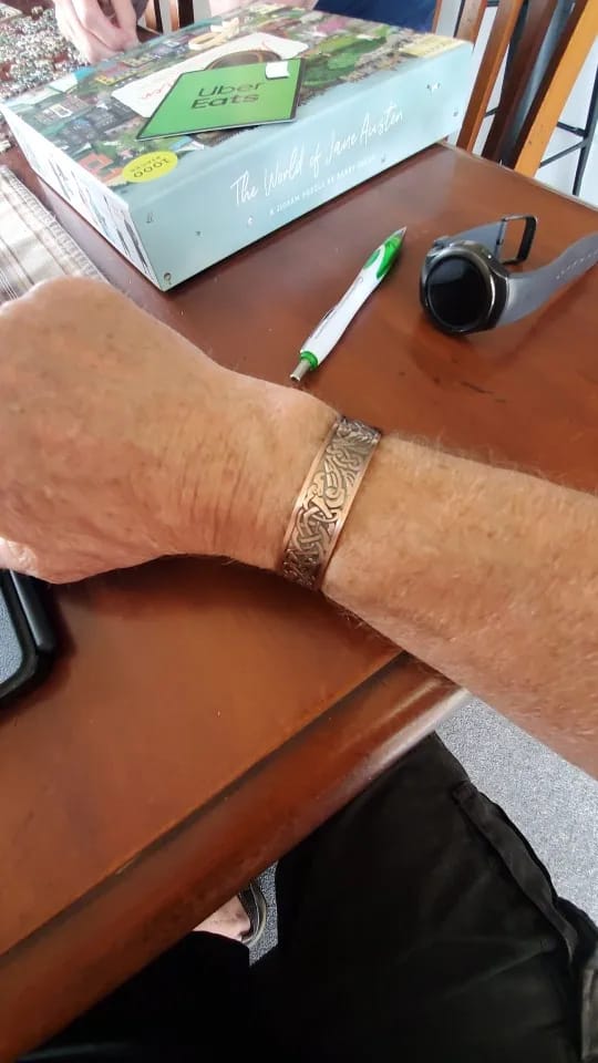 Customer photo review of Copper Cuff Bracelet Vintage Adjustable Magnetic — Copper | KIMLUD