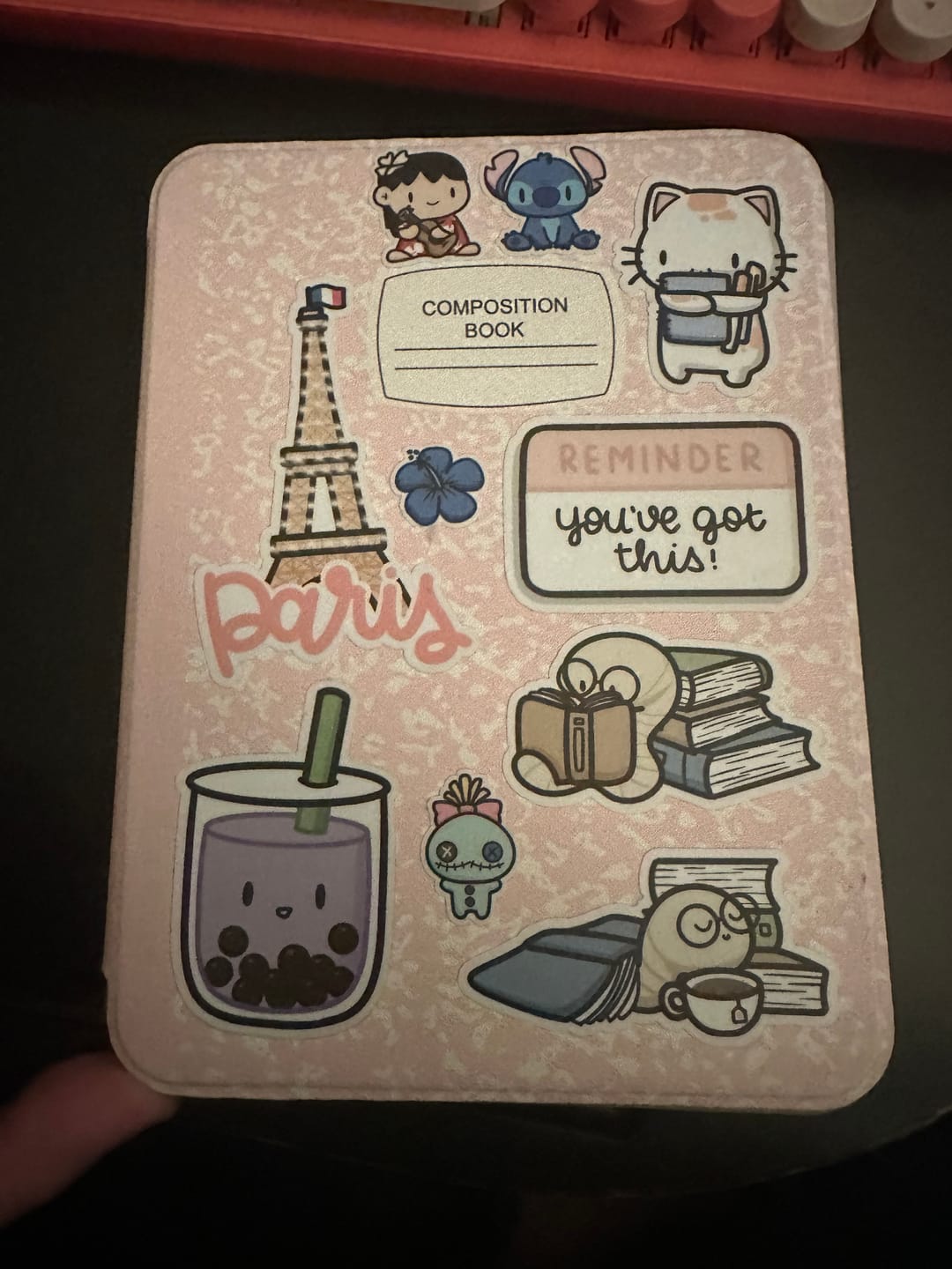 Customer photo review of Cozy Bookworm Die Cut Stickers