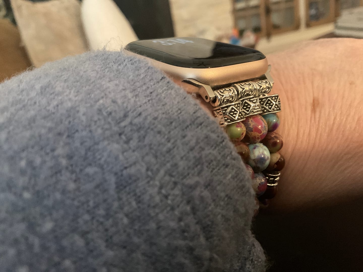 Customer photo review of Intense Jasper Stretch Apple Watch Strap